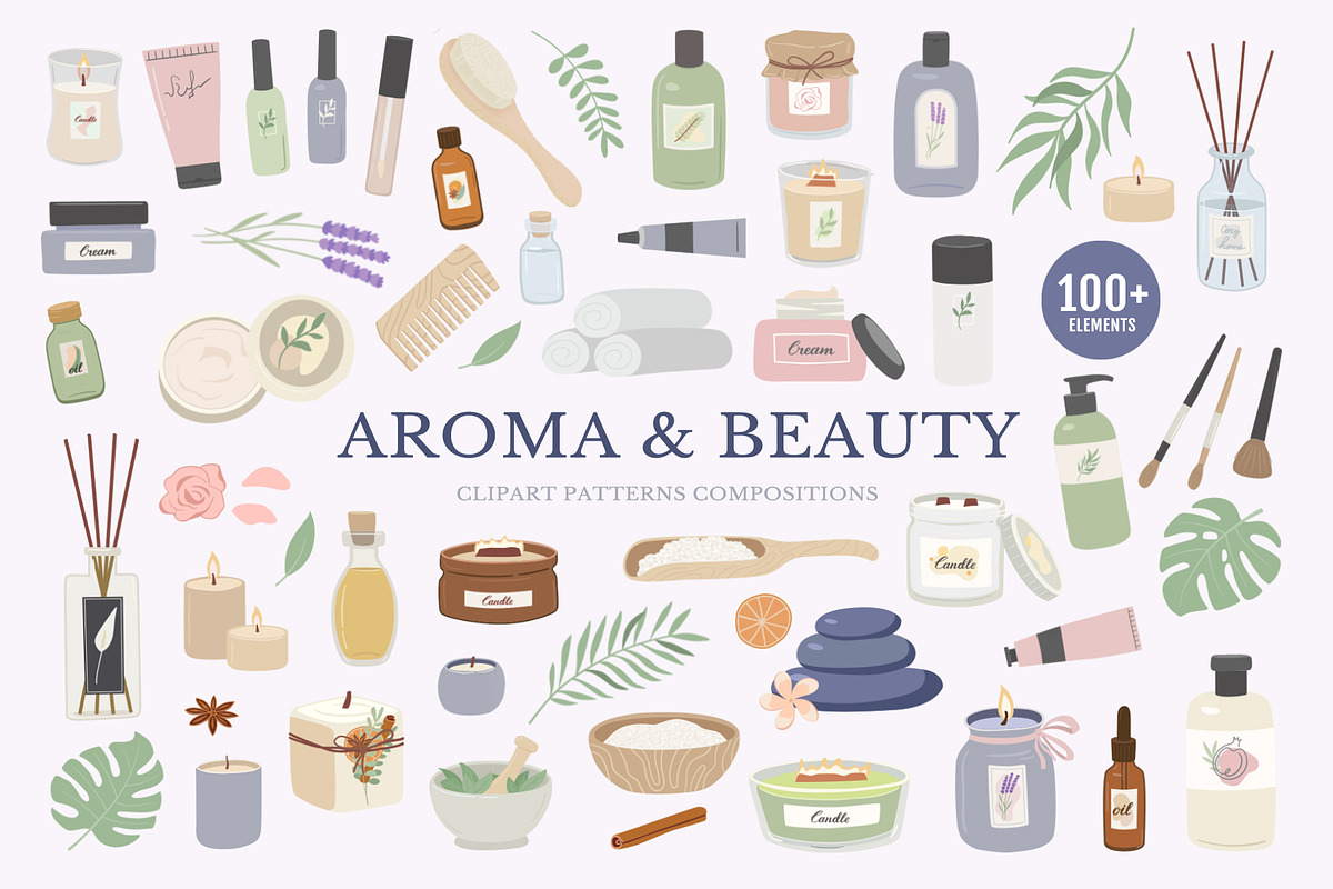 Aroma and beauty vector clipart, a Healthcare Illustration by Nadezhda Mikhailova (Photo 1 of 9)