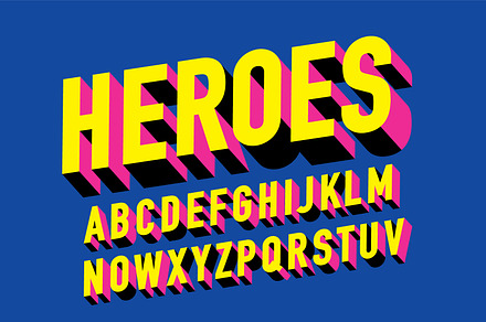 3d super heroes typography design