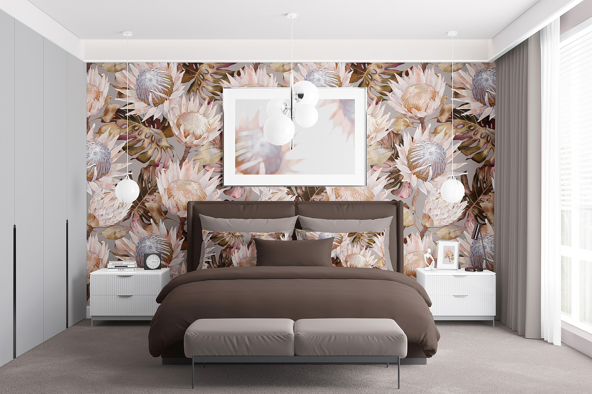 Protea Watercolor Floral Pattern, a Graphic by PROTEA Watercolor Studio (Photo 3 of 10)