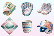 Retro Girly Baseball Clipart, a Graphic by CitraGraphics (Thumbnail 2 of 4)