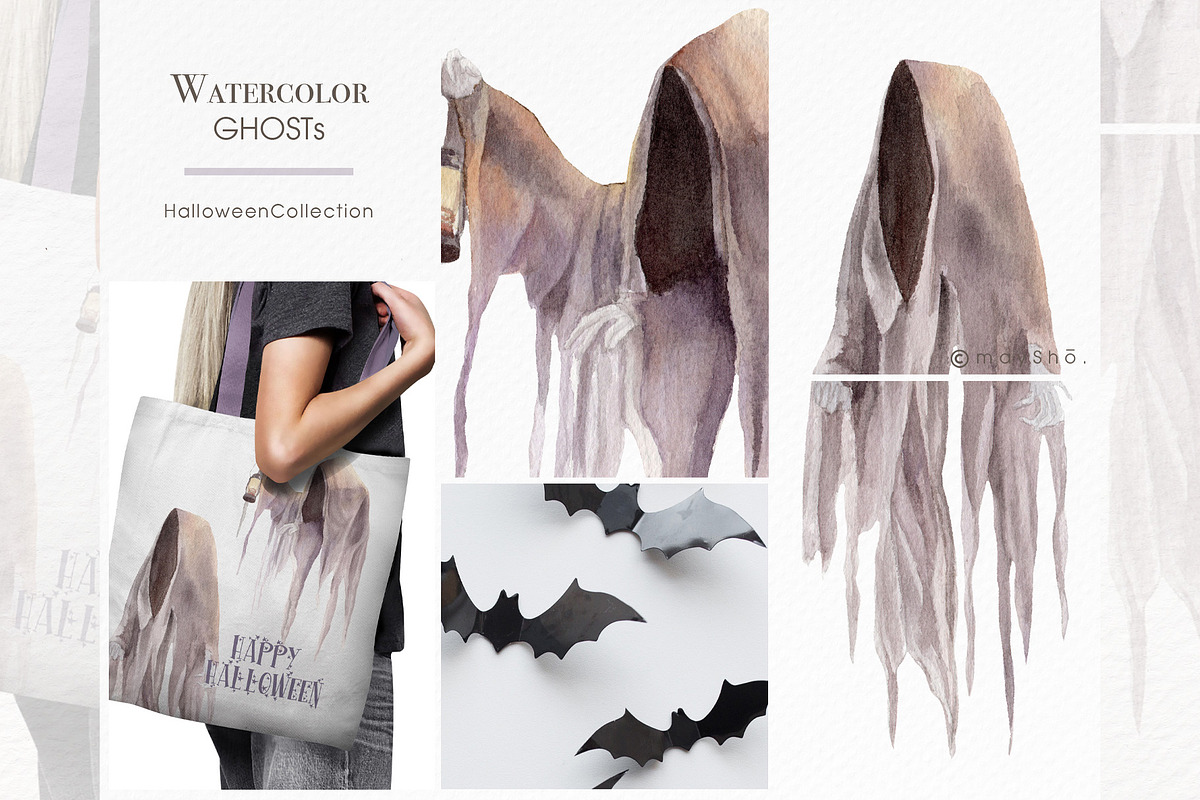 Halloween Clipart, Ghost Watercolor, an Illustration by May • SHO (Photo 3 of 6)