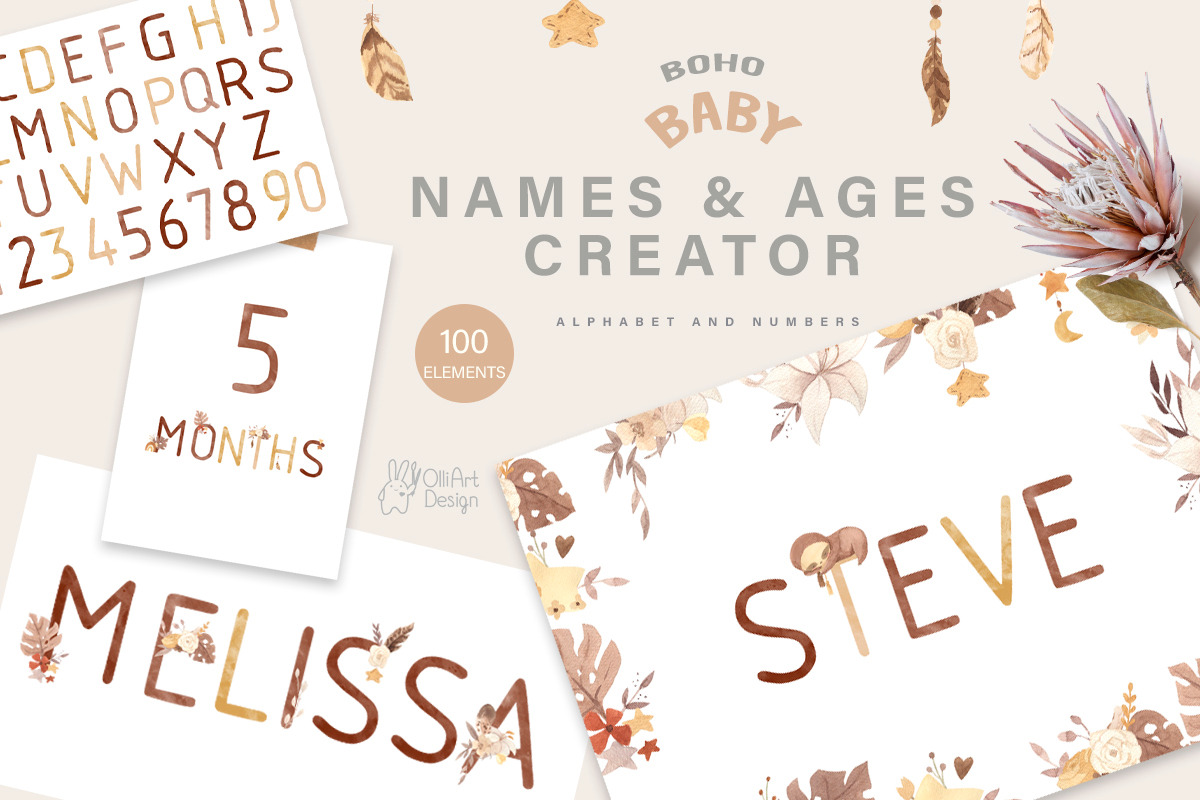 Boho nursery BUNDLE. Watercolor, an Animal Illustration by OlliArtDesign (Photo 3 of 8)