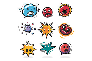 Collection colorful comic speech, an Object Illustration by Vectorstockersland
