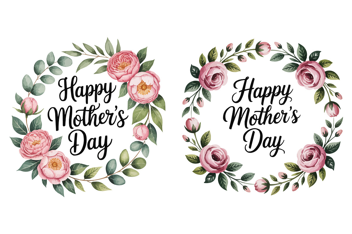 Floral wreaths celebrate Mother'sDay, a Decorative Illustration by himelgfx (Photo 3 of 5)