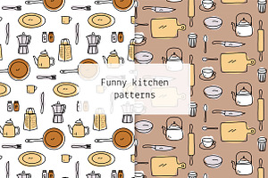 Funny kitchen patterns, a Pattern Graphic by Lyolya Profitrolya
