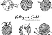 Knitting and Crochet doodle set, an Object Graphic by made by Tanya (Thumbnail 1 of 3)