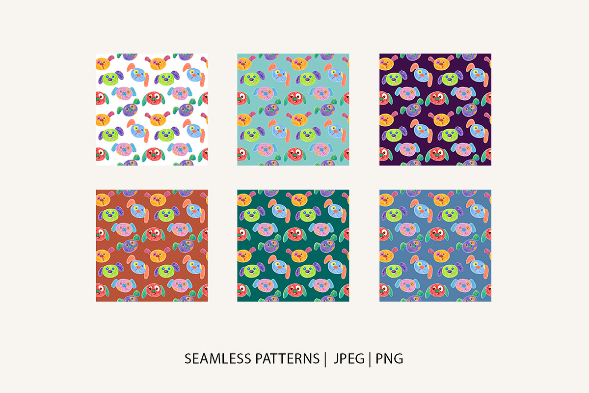 Funny dog faces patterns, an Animal Illustration by YarovaArt (Photo 3 of 10)