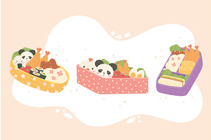 cute bento box, a Food Illustration by studiogstock