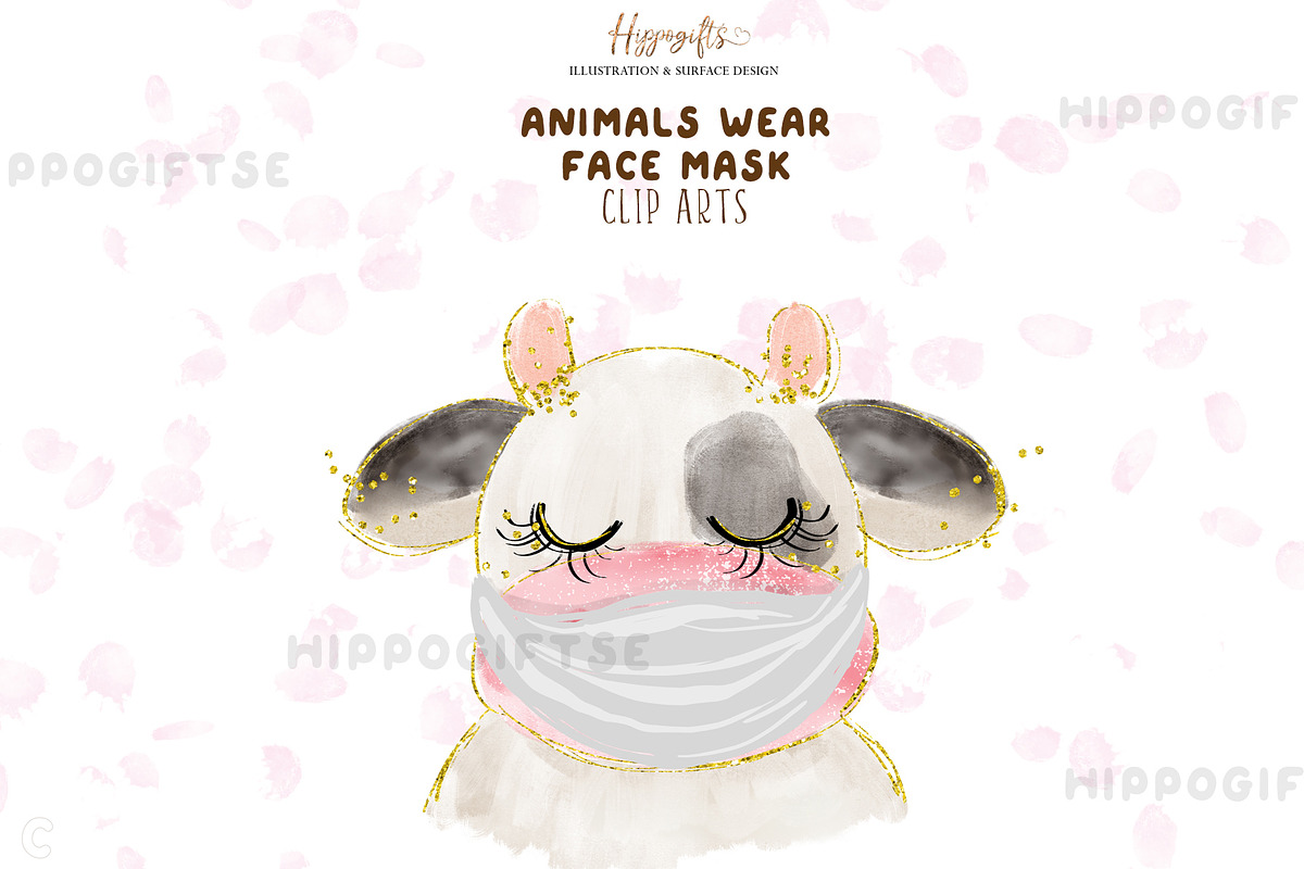 Animals wear mask cliparts, an Animal Illustration by TheHappyGiftArt (Photo 5 of 6)