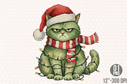 Grumpy Christmas Cat  PNG, an Illustration by Designking (Thumbnail 2 of 6)