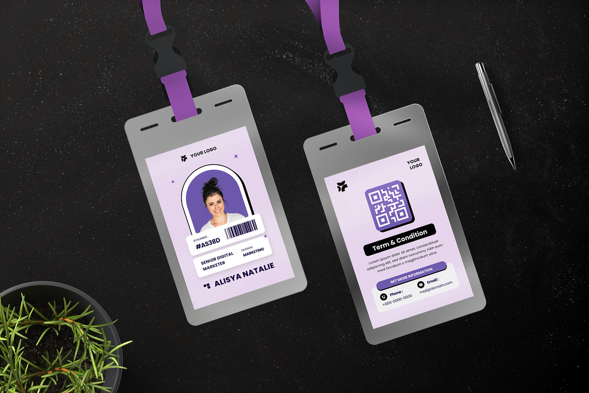 Modern Pleasant Plum ID Card, a Card Template by Annora Studio (Photo 3 of 3)