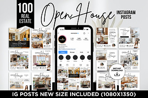 Open House Instagram Posts Canva, a Social Media Template by CreativeVinesStore