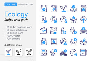 75 Ecology Icon Pack, a Duotone Icon by Bilicube Studio