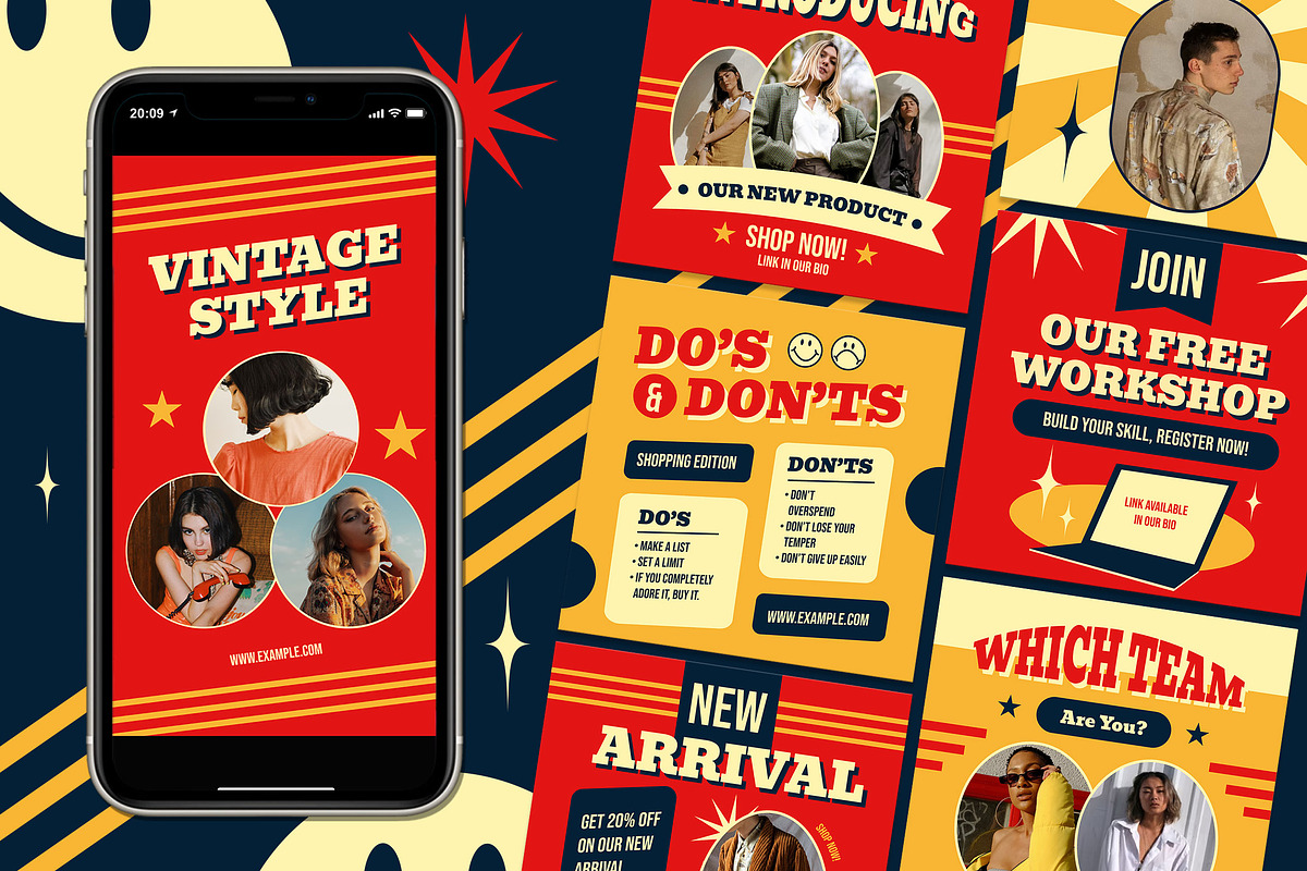 Red Vintage Fashion Sale Instagram, a Social Media Template by Aiyari Graphic (Photo 1 of 5)