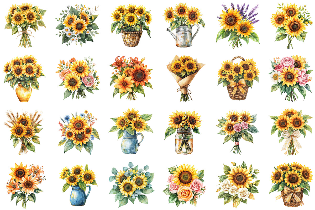 Sunflower Bouquet Floral Clipart, an Illustration by Sublimation Artist (Photo 2 of 6)