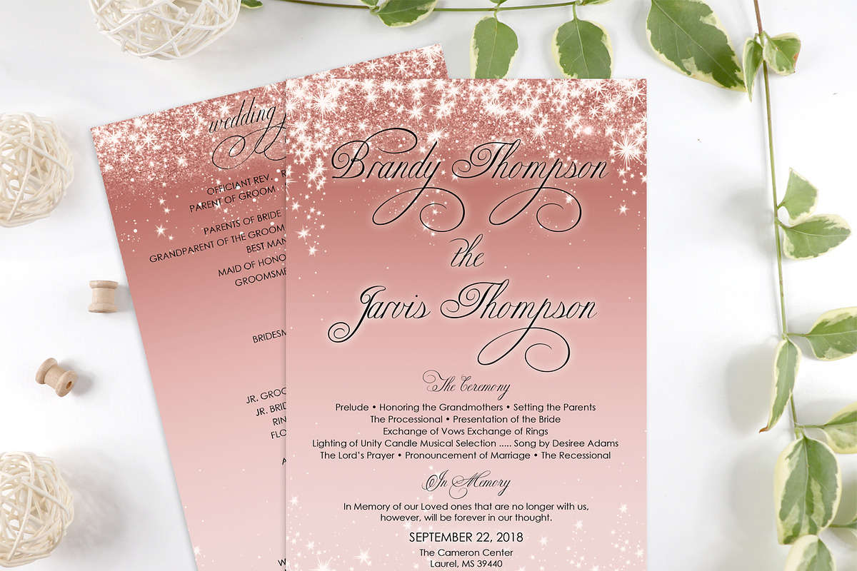 Rose Gold Romantic Wedding Program, an Invitation Template by DreamsClipArt (Photo 2 of 3)