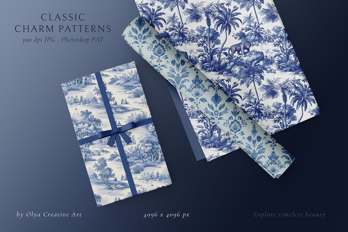 Toile de Jouy Print Design Patterns, a Pattern Graphic by Olya Creative (Photo 5 of 24)