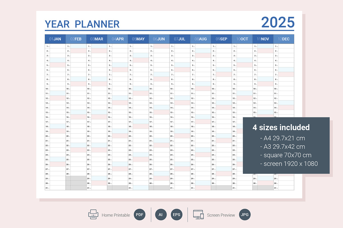 Calendar 2025 Planner Simple Style, a Stationery Template by WORAKAMON Design Studio (Photo 1 of 4)