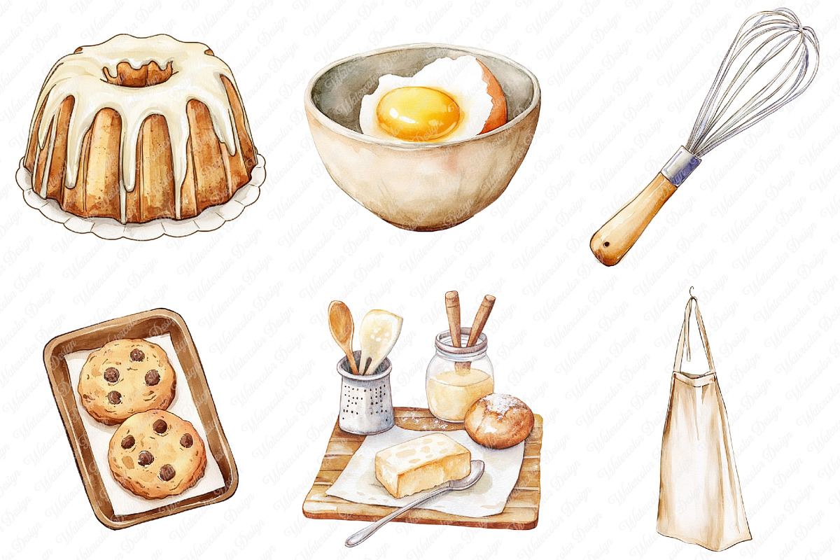 Neutral Baking Clipart, an Illustration by Watercolor design (Photo 4 of 13)