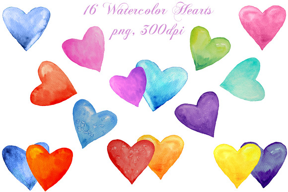 Watercolor Heart Clipart preview 3