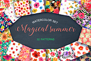 Watercolor floral patterns. EPS 10, a Pattern Graphic by Julycolor (Thumbnail 1 of 4)