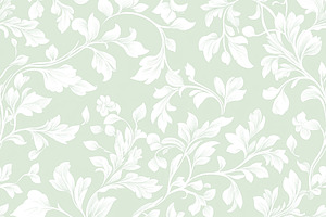Sage green background with seamless repeating pattern of white f, a Pattern Graphic by Studio ANNA
