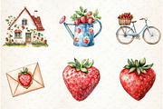 Strawberry Cottage PNG Clipart Bundl, an Illustration by Libby Wishes (Thumbnail 5 of 5)