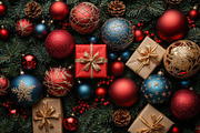 Christmas decor with gifts and ornaments. Generative AI, a Holiday Photo by OSORIOartist (Thumbnail 2 of 2)