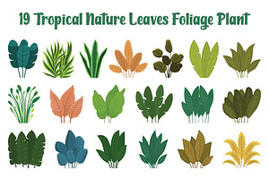 19 Tropical Leaves Foliage Plant, a Decorative Illustration by jongcreative