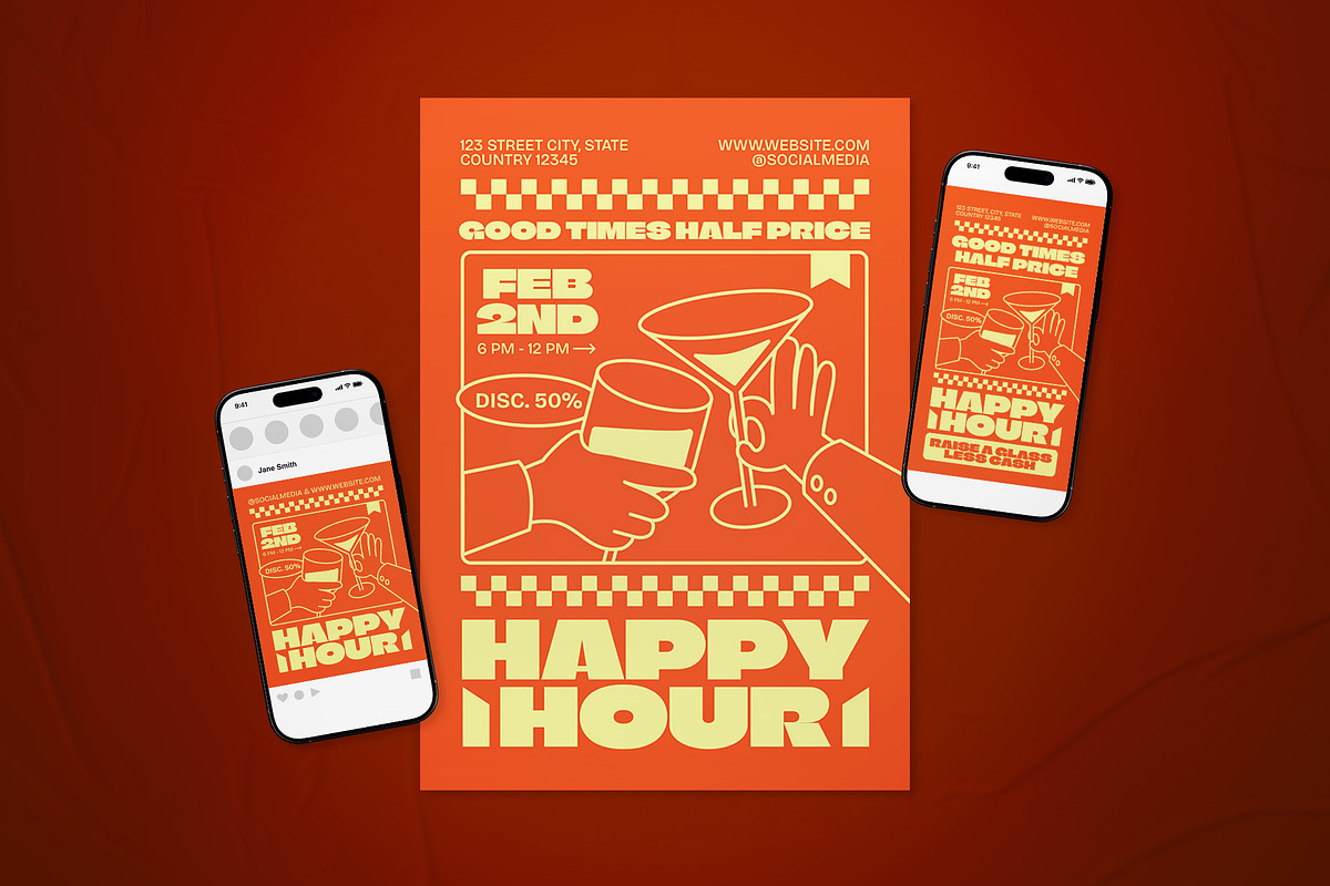 Happy Hour Promotion Flyer Set, a Flyer Template by The Good Store (Photo 1 of 2)