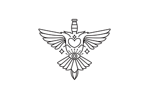 bird warrior guardian line logo, a Branding & Logo Template by devastd