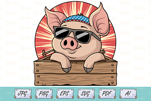 Patriotic Pig Vector Cartoon, an Animal Illustration by Ghagra