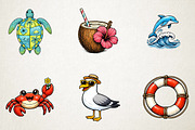Watercolor Sunny Beach Clipart PNG, an Illustration by RobertsArt (Thumbnail 3 of 5)
