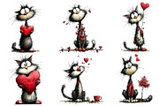 Valentines Whimsical Cats Clipart, an Illustration by Dream Creation (Thumbnail 2 of 7)