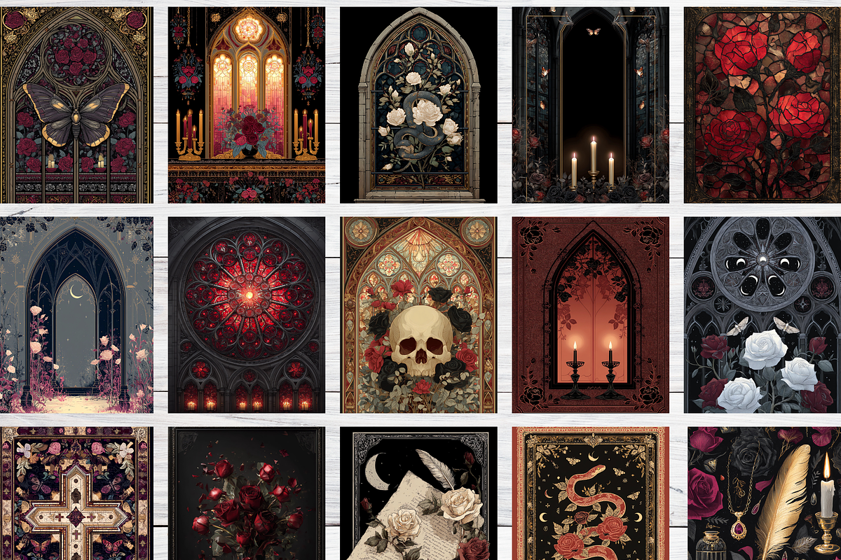 Gothic Floral Book Cover Asset Pack, a Brochure Template by LA Design (Photo 2 of 10)