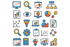 Analytics and Data Icon Set, an Object Graphic by nikagraphic