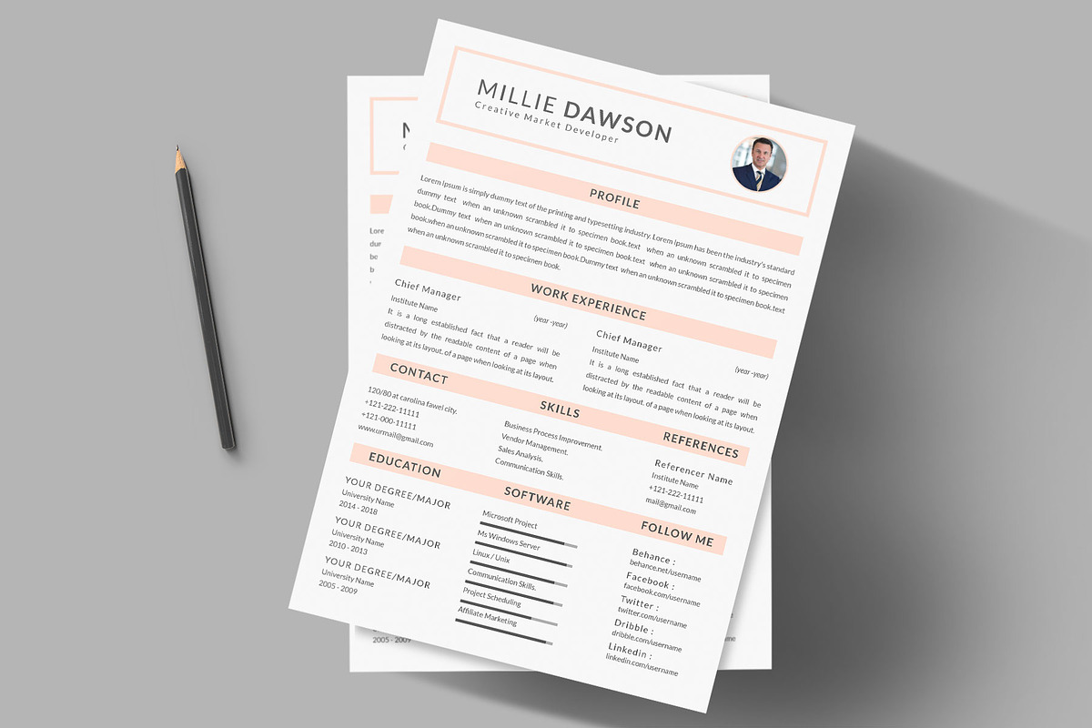 Resume Template and Cover Letter, a Resume Template by designvillage (Photo 5 of 13)
