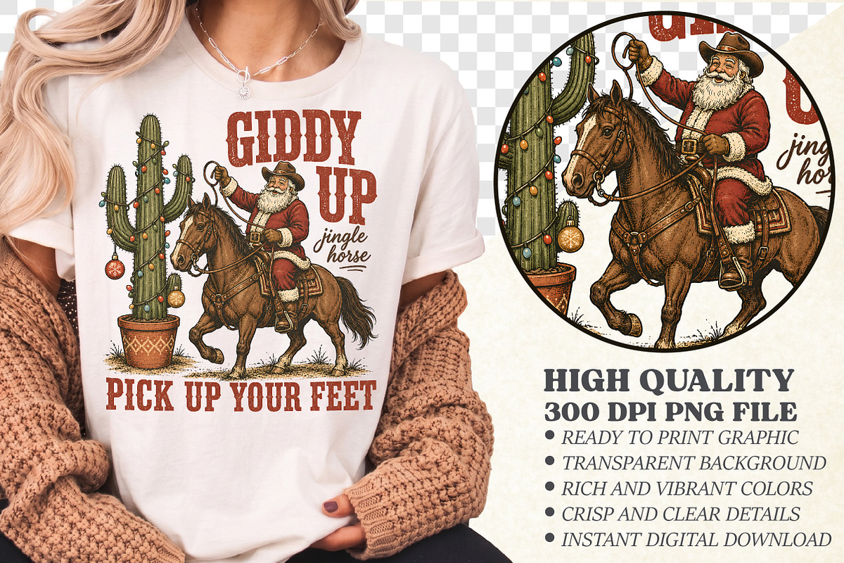 Giddy Up Jingle Horse Cactus Cowboy, a Seasonal Illustration by Libby Wishes (Photo 1 of 4)