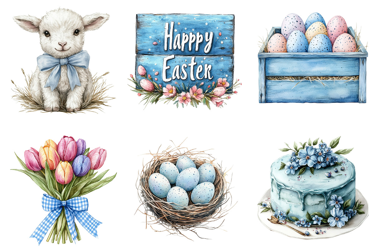 Blue Country Farmhouse Easter PNG, an Illustration by SinaCreation (Photo 3 of 5)