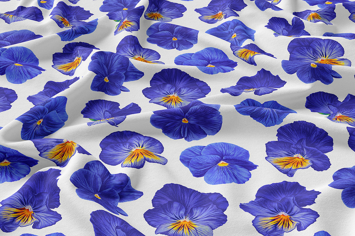 Blue Pansies Seamless Pattern, a Pattern Graphic by MarynaPetrovska (Photo 5 of 11)