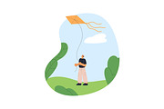 Happy people flying kites in nature, a Person Illustration by PaperTrident (Thumbnail 3 of 7)