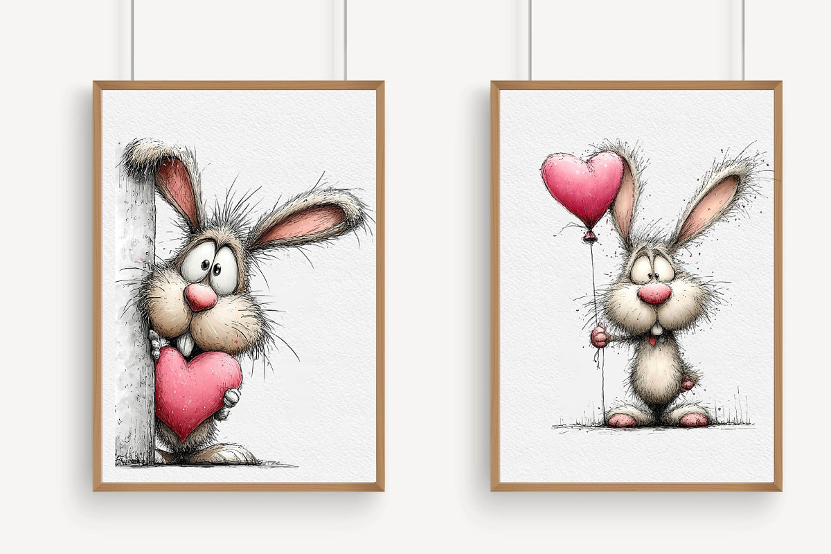 Whimsical Valentine Bunny Clipart, an Illustration by Libby Wishes (Photo 5 of 6)