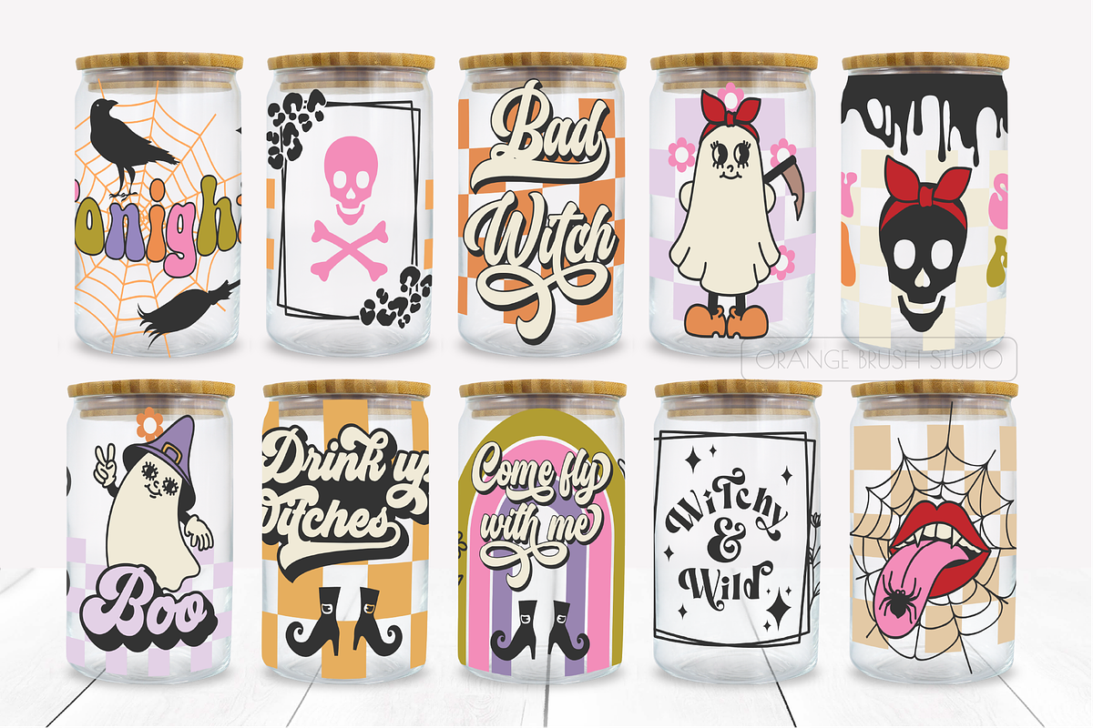 Halloween Beer Can Glass Wrap Bunde, a Pattern Graphic by Orange Brush Studio (Photo 3 of 4)