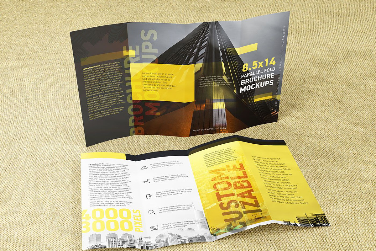 8.514 Parallel-fold Brochure Mockup, a Books & Magazine Mockup by Vectogravic Design (Photo 1 of 7)