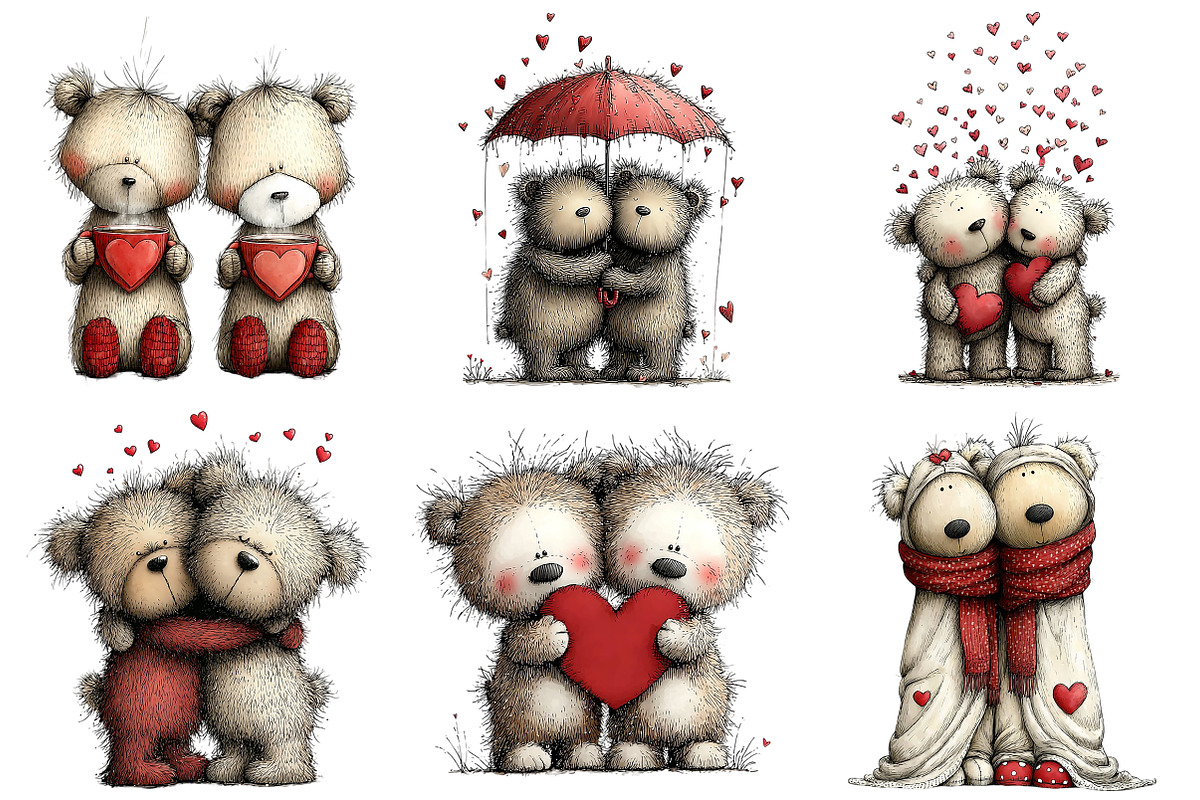 Cute Valentine Bears in Love PNG, an Illustration by Craft Nest (Photo 6 of 7)