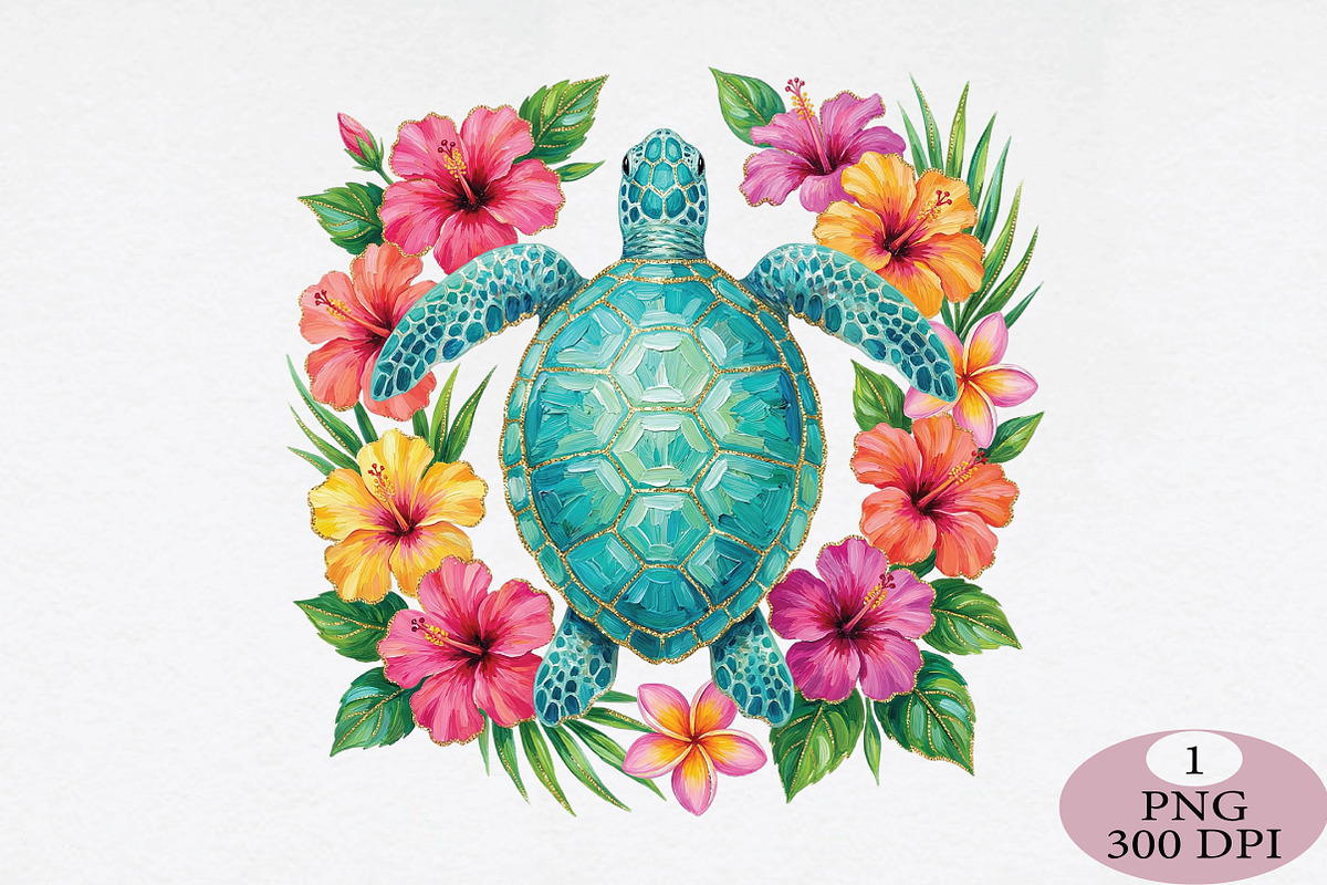 Floral Sea Turtle Summer PNG, an Illustration by Daily.Designs (Photo 1 of 5)