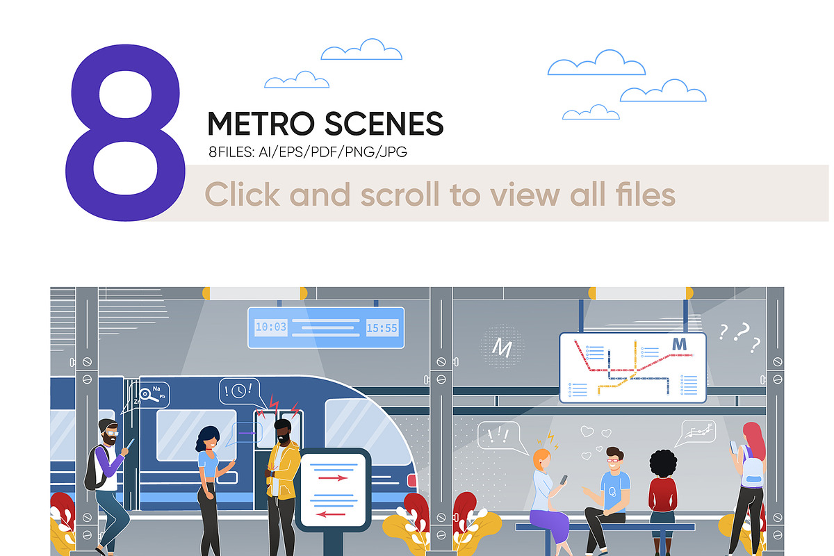 Metro Scenes Flat Collection, a Person Illustration by PavelVinnik (Photo 2 of 2)