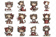 Whimsical Christmas Cat Clipart, an Illustration by SinaCreation (Thumbnail 2 of 8)