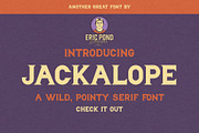 Jackalope by Eric Pond Designs, a Serif Font by Eric Pond Designs (Thumbnail 1 of 3)