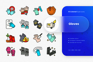 Gloves Colored Icons, an Outline Icon by cidcud_graphic